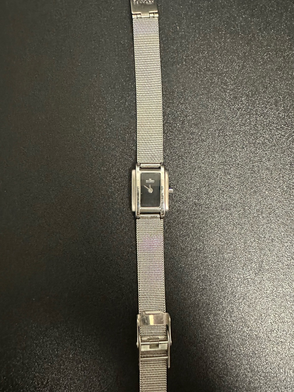 Skagen Silver Mesh Watch with Black Dial - Picture 3 of 5